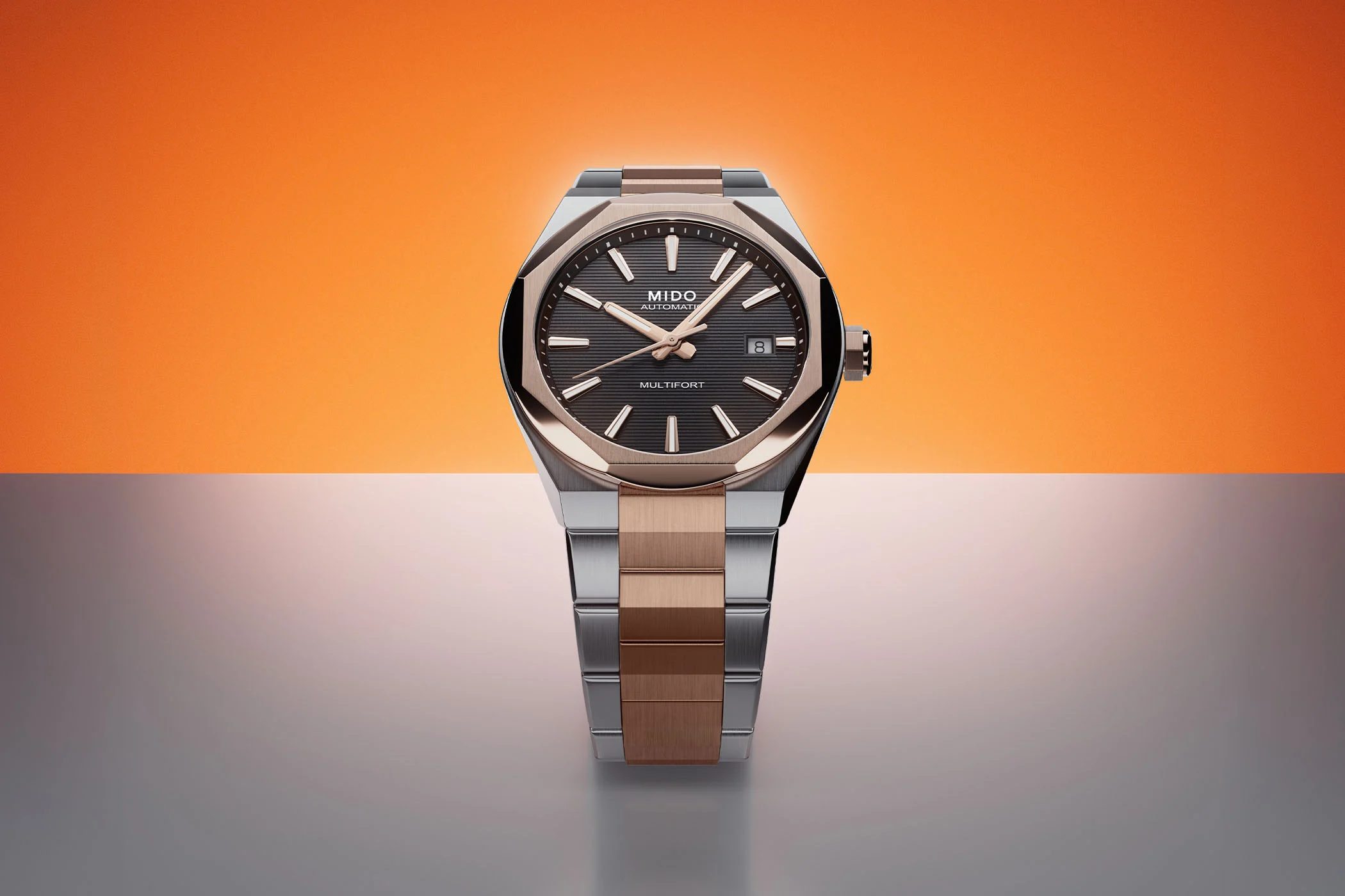 Introducing – Mido’s Accessible Multifort 8 One Crown Integrated Sports Watch Gets a Two-Tone Look