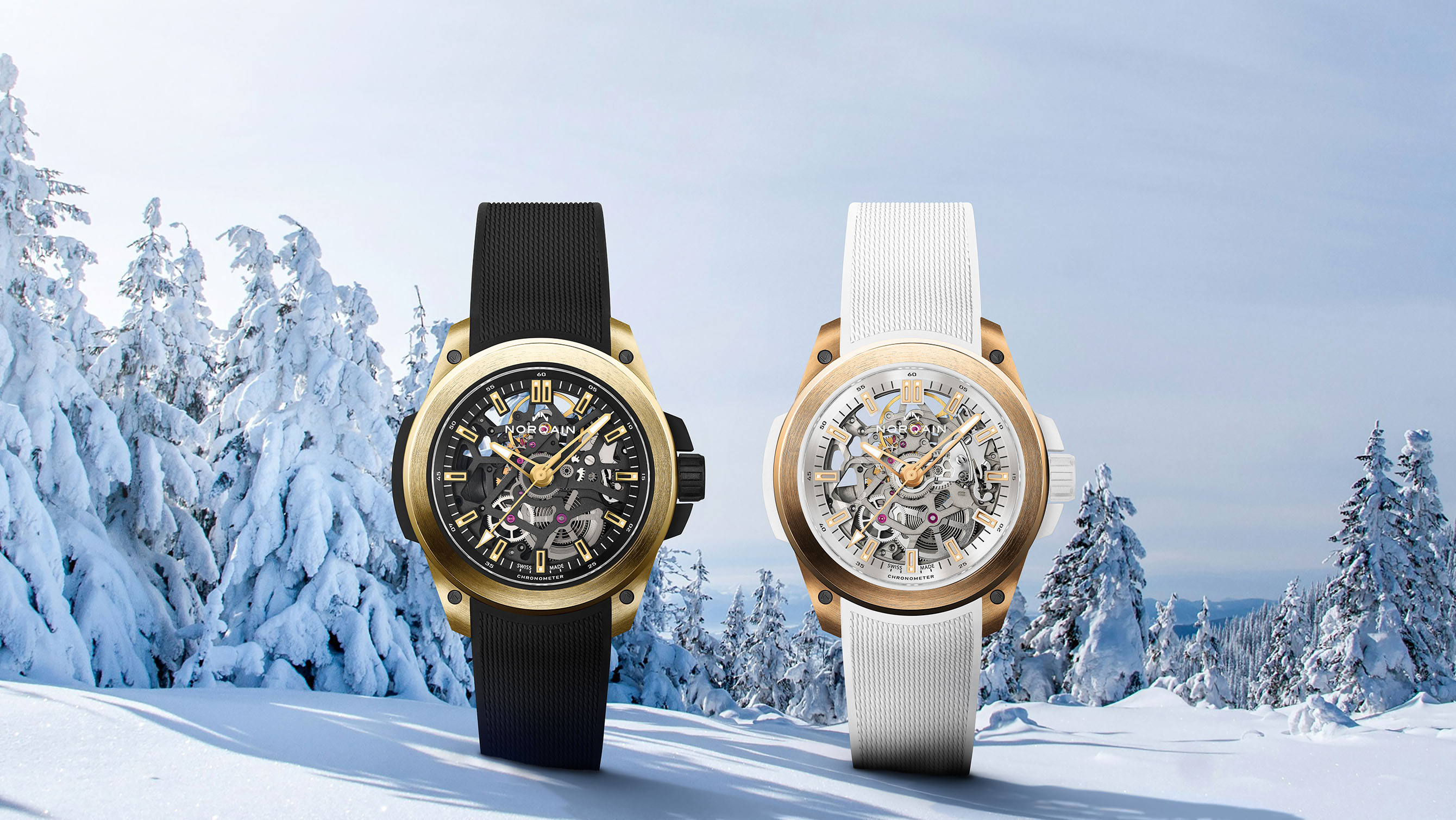 Norqain celebrates the start of the holiday season with two precious metal 39mm Wild One Skeletons